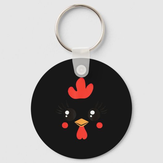 Funny Chicken Face Halloween Sleutelhanger (Voorkant)