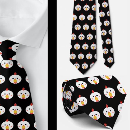 Funny Chicken Faces Gag Gift Stropdas Necktie