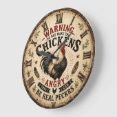 Funny Chicken Farmhouse Rooster Grote Klok (Hoek)