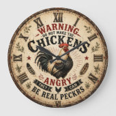 Funny Chicken Farmhouse Rooster Grote Klok (Voorkant)