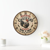 Funny Chicken Farmhouse Rooster Grote Klok (Huis)