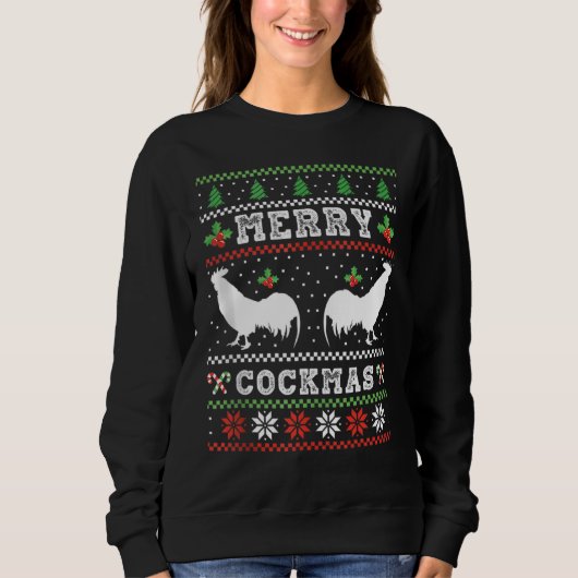 Funny Chicken Farming Merry Cockmas Trui (Voorkant)