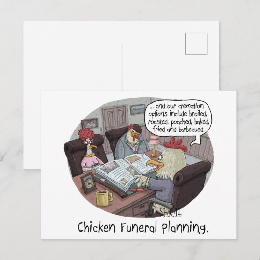 Funny Chicken Funeral Planning met schattige kippe Briefkaart (Voorkant / Achterkant)