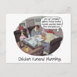 Funny Chicken Funeral Planning met schattige kippe Briefkaart