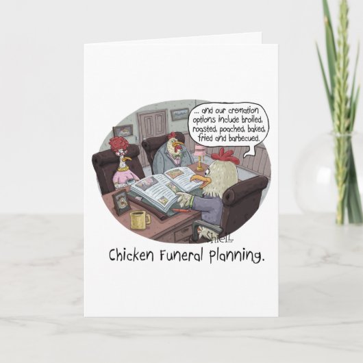 Funny Chicken Funeral Planning met schattige kippe Kaart (Voorkant)