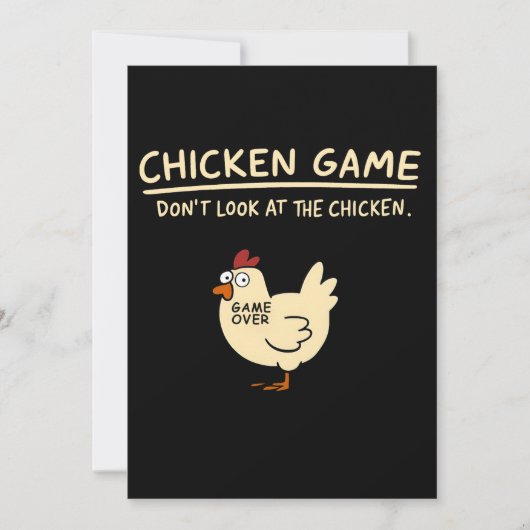 Funny Chicken Game T-shirt | Kijk niet naar de kip Kaart (Voorkant)