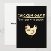 Funny Chicken Game T-shirt | Kijk niet naar de kip Kaart (Voorkant / Achterkant)