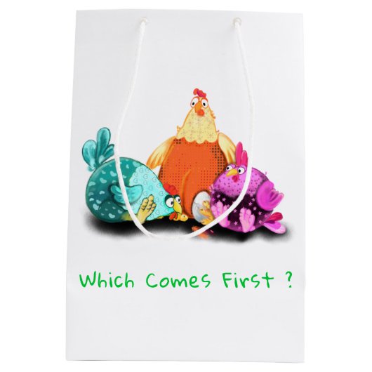 Funny Chicken Gift Bag - Aangepaste tekst Medium Cadeauzakje (Achterkant)