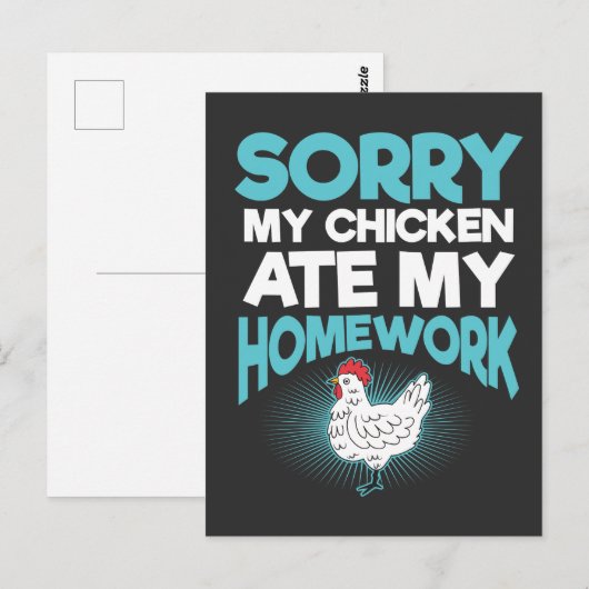 Funny Chicken Gift - Homework School Gezegden Briefkaart (Voorkant / Achterkant)