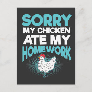 Funny Chicken Gift - Homework School Gezegden Briefkaart