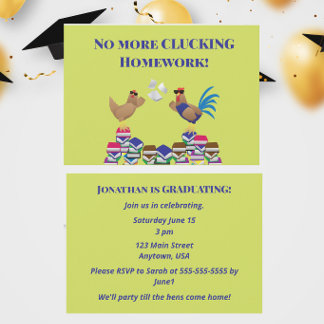 Funny Chicken Graduation No More Clucking Homework Kaart