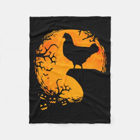 Funny Chicken Halloween Moon Silhouette Soky Chick Fleece Deken (Voorkant)