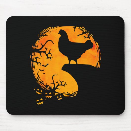 Funny Chicken Halloween Moon Silhouette Soky Chick Muismat (Voorkant)