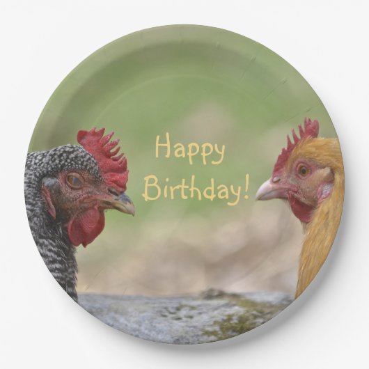 Funny Chicken Happy Birthday Papieren Bordje (Voorkant)
