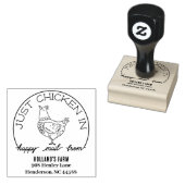 Funny Chicken Happy Mail Return Stamp Rubberstempel (Gestempeld)
