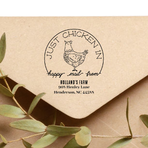 Funny Chicken Happy Mail Return Stamp Rubberstempel