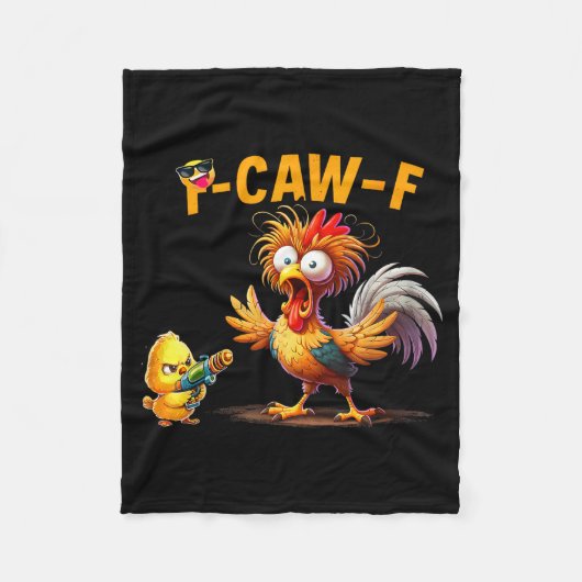 Funny Chicken Humor Quote Rooster Meme Caw F For M Fleece Deken (Voorkant)