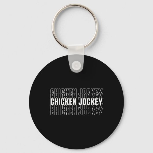 Funny Chicken Jockey Stacked Repeat Font Fun Gag M Sleutelhanger (Voorkant)