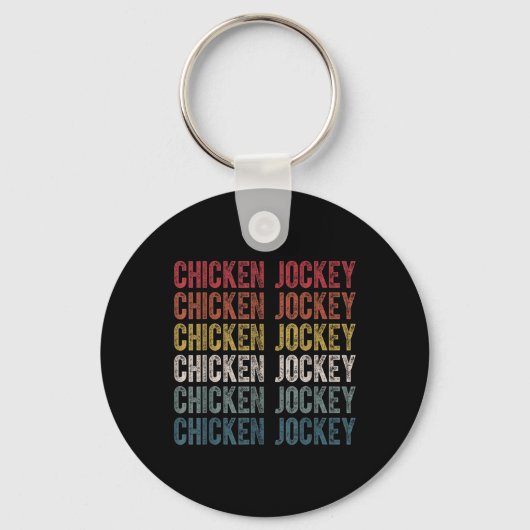 Funny Chicken Jockey Stacked Repeat Font Fun Gag M Sleutelhanger (Voorkant)