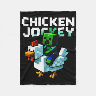 Funny Chicken Jockey Zombie Pixel Art Gamer Shirt Fleece Deken
