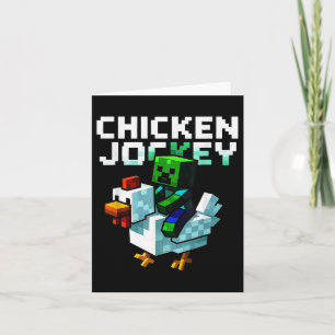 Funny Chicken Jockey Zombie Pixel Art Gamer Shirt Kaart