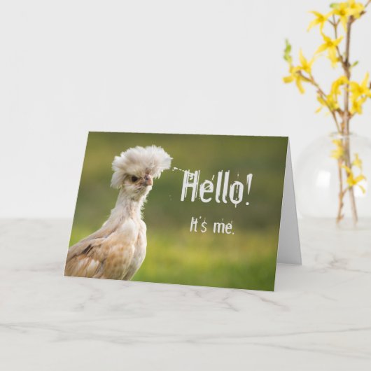 Funny Chicken Kaart (Gele Bloem)