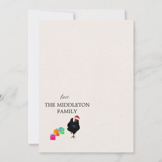 Funny Chicken Kerstfeestay-kaart (Achterkant)