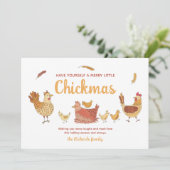 Funny Chicken Kerstfoto Feestdagenkaart (Staand voorkant)