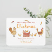 Funny Chicken kerstfoto Holiday Card Feestdagenkaart (Staand voorkant)