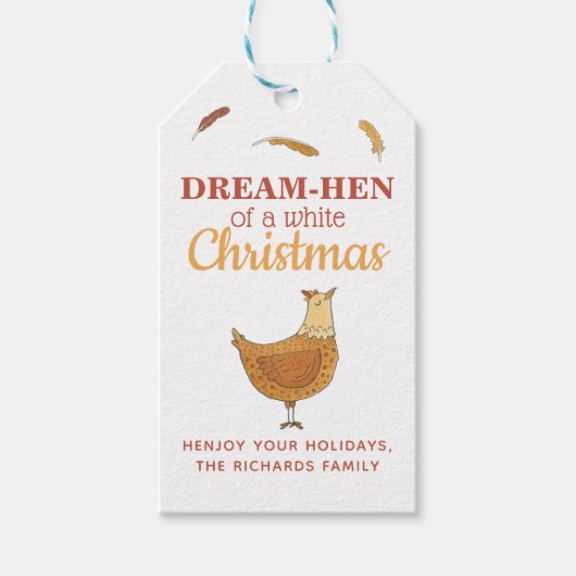 Funny Chicken Kerstmis Pun Cadeaulabel (Voorkant)