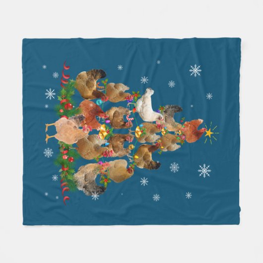 Funny Chicken Kersttree Pet Chicken Lover Fleece Deken (Voorkant (Horizontaal))