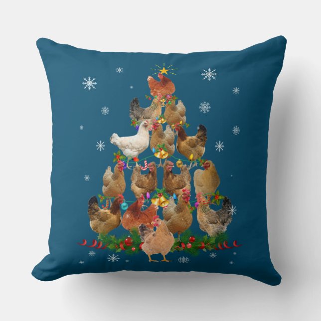 Funny Chicken Kersttree Pet Chicken Lover Kussen (Voorkant)