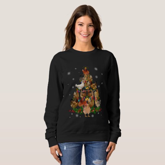 Funny Chicken Kersttree Pet Chicken Lover Trui (Voorkant volledig)