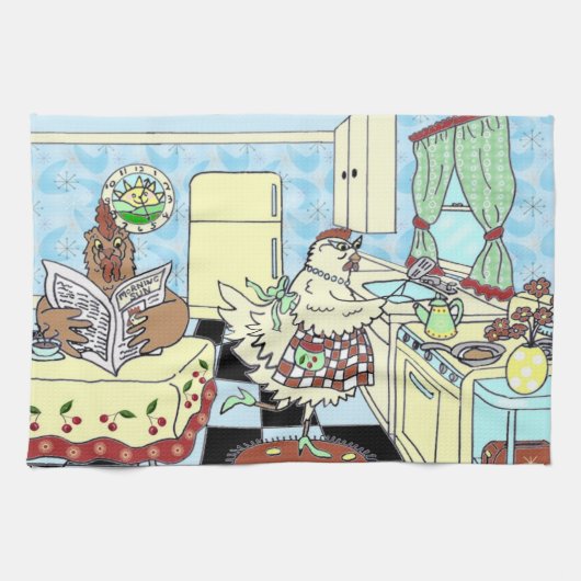 Funny Chicken Kkeukenhanddoeken Theedoek (Horizontaal)