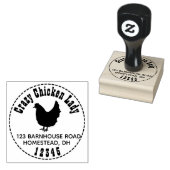 Funny Chicken Lady Silhouette Return Address Farm  Rubberstempel (Gestempeld)