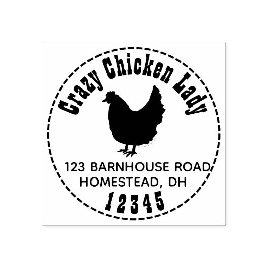Funny Chicken Lady Silhouette Return Address Farm  Rubberstempel (Afrduk)
