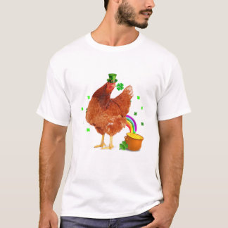 Funny Chicken Leprechaun Hat St T-shirt