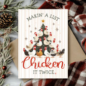Funny Chicken List Christmas Tree Cute Humor Feestdagenkaart