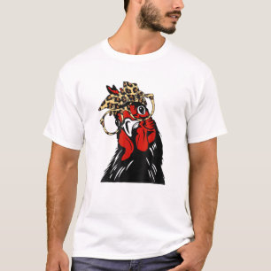 Funny Chicken Mam met Leopard Bandana Headband en T-shirt