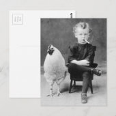 Funny Chicken met Roking Kind  Foto Briefkaart (Voorkant / Achterkant)