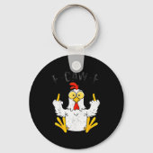 Funny Chicken Middle Finger F-caw-f Rooster Meme  Sleutelhanger (Voorkant)