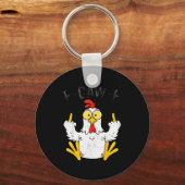 Funny Chicken Middle Finger F-caw-f Rooster Meme  Sleutelhanger (Voorkant)