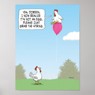 Funny Chicken Mistakes Balloon voor eieren Poster