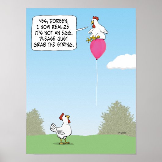 Funny Chicken Mistakes Balloon voor eieren Poster (Voorkant)
