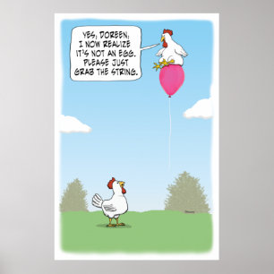 Funny Chicken Mistakes Balloon voor eieren Poster