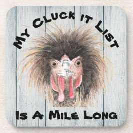 Funny Chicken - My Cluck it List is een lange, kle Bier Onderzetter