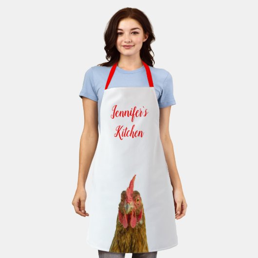 Funny Chicken Name All-Over Print Apron Schort (Gedragen)