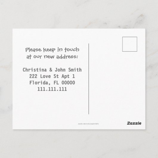 Funny Chicken New Address We hebben onze aankondig Briefkaart (Achterkant)