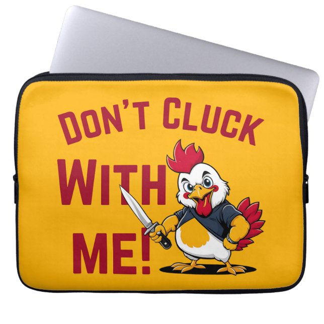 Funny Chicken - Niet met mij klokken Laptop Sleeve (Voorkant)