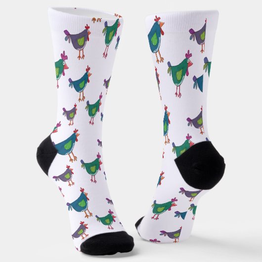 Funny Chicken Pattern Crew Socks Sokken (Gebogen)